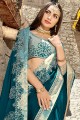 Voguish Blue Satin Silk saree