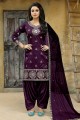 Ravishing Purple Art Silk Patiala Suit
