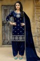 Sassy Dark Blue Art Silk Patiala Suit