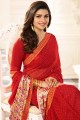 Appealing Indian Red Georgette saree