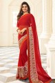 Appealing Indian Red Georgette saree