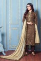 Exquisite Brown Cotton Satin Palazzo Suit