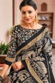 Glorious Black & Cream Art Silk saree