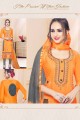 Splendid Orange Cotton Churidar Suit