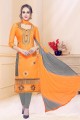 Splendid Orange Cotton Churidar Suit
