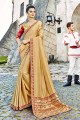 Fashionable Beige Satin Silk saree