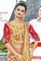 Fashionable Beige Satin Silk saree