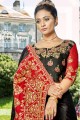 Stunning Black Satin Silk saree