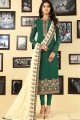 Fashionable Green Georgette Churidar Suit
