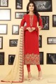 New Red Georgette Churidar Suit