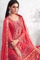 Latest Ethnic Red Georgette Palazzo Suit