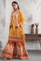Traditional Yellow Georgette Palazzo Suit