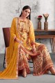 Traditional Yellow Georgette Palazzo Suit