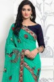 Lovely Sea Green Georgette saree