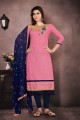 Indian Ethnic Pink Chanderi Churidar Suit