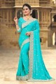 Gorgeous Turquoise Blue Georgette saree