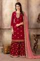 Contemporary Red Georgette Palazzo Suit