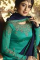 Indian Ethnic Sea Green Satin Georgette Palazzo Suit