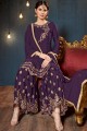 Beautiful Purple Satin Georgette Palazzo Suit
