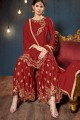 Magnificent Red Satin Georgette Palazzo Suit