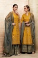 Elegant Yellow Art Silk Palazzo Suit