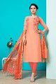 Designer Orange Jam Cotton Churidar Suit