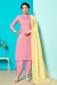 Adorable Pink Jam Cotton Churidar Suit