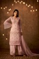 Baby Pink Net Palazzo Suit