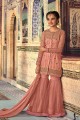 Enticing Peach Net Palazzo Suit