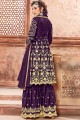 Lovely Purple Satin Georgette Palazzo Suit