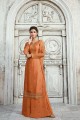 Light Brown Satin Georgette Palazzo Suit
