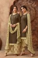Dazzling Brown Cotton Palazzo Suit