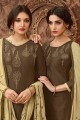 Dazzling Brown Cotton Palazzo Suit