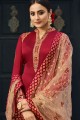 Gorgeous Red Satin Georgette Palazzo Suit
