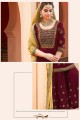 Delicate Maroon Georgette Palazzo Suit