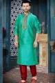 Pista Green Chanderi Jaquard Ethnic Wear Kurta Kurta Pajama