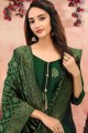 Green Banarsi jacquard Churidar Suit