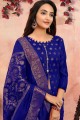 Royal blue Banarsi jacquard Churidar Suit