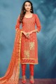Light orange Cotton and silk Salwar Kameez