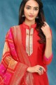 Red Cotton and silk Salwar Kameez