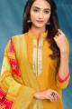 Yellow Cotton and silk Salwar Kameez