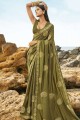 Fascinating Olive green Art silk Saree