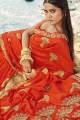 Indian Ethnic Orange Art silk Saree