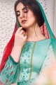 See green Satin Eid Palazzo Suit