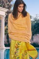 Golden,yellow Cotton and silk Palazzo Suit