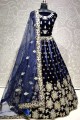 Designer Navy blue Velvet Wedding Lehenga Choli