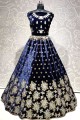 Designer Navy blue Velvet Wedding Lehenga Choli
