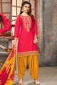 Sassy Red Cotton Patiala Suit