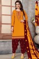 Orange Cotton Patiala Suit
