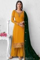 Yellow Faux georgette Palazzo Suit
